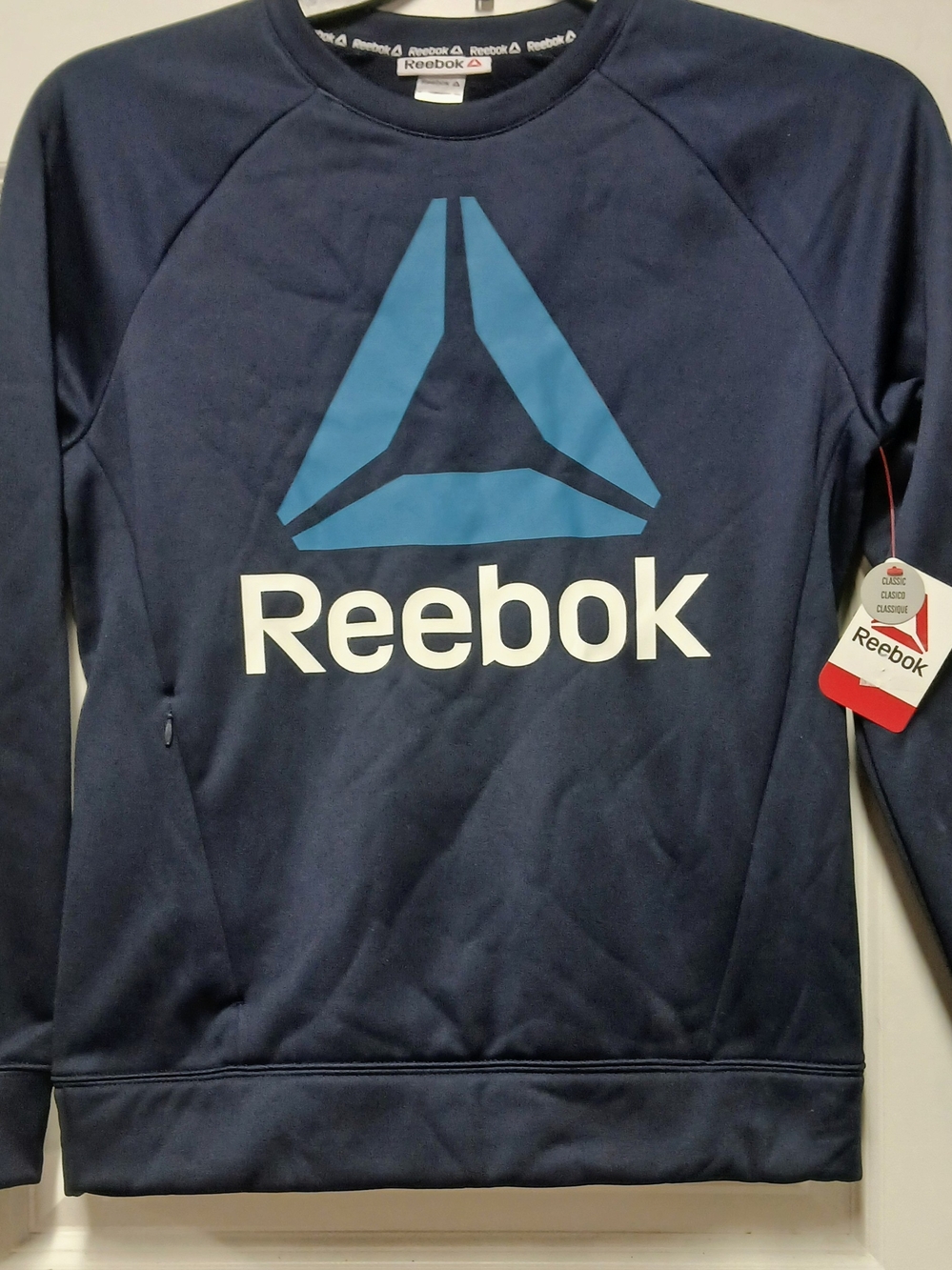 Reebok Men's Navy Crewneck with Light Blue Logo